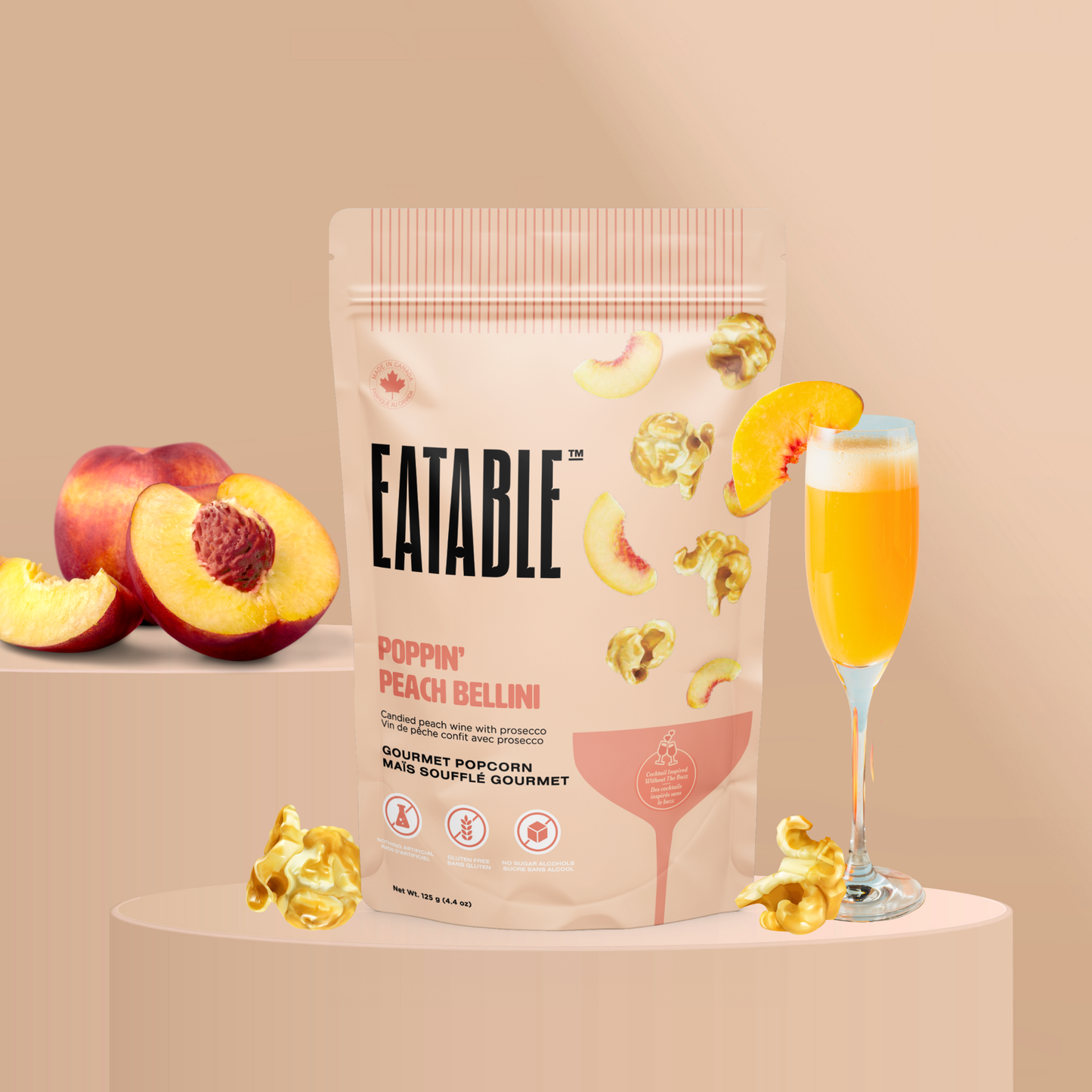 Poppin' Peach Bellini Gourmet Candied Popcorn