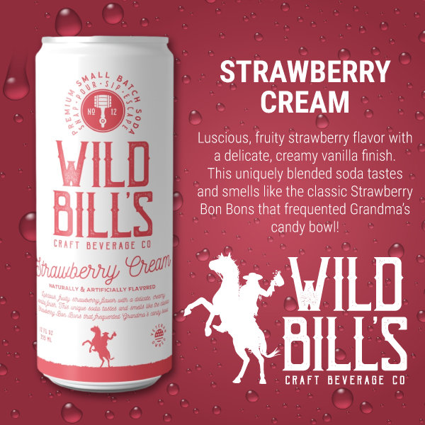 Wild Bill's - Strawberry Cream - Premium Cane Sugar Soda